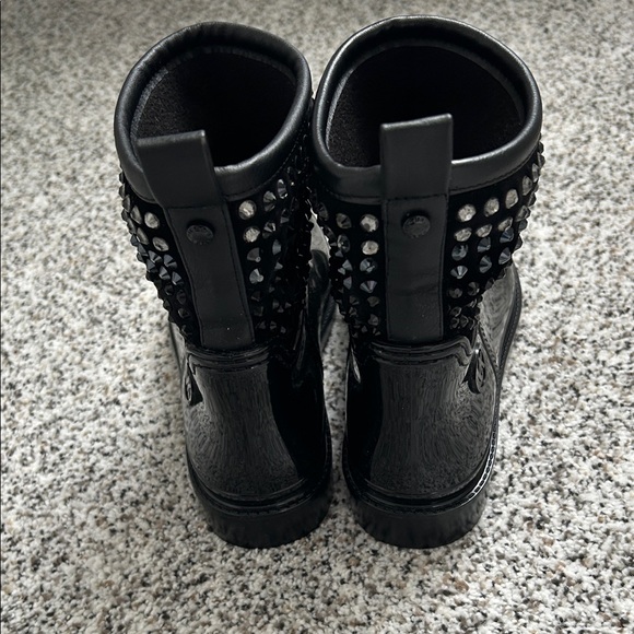 Michael Kors Glossy Black Studded Boots - Picture 9 of 11
